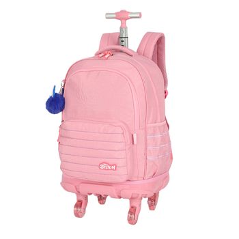 Mochila-Carrinho-Rosa-Kids-Stitch-Chaveiro-Pompom-|-Luxcel-Tamanho--UN---Cor--SALMAO-0